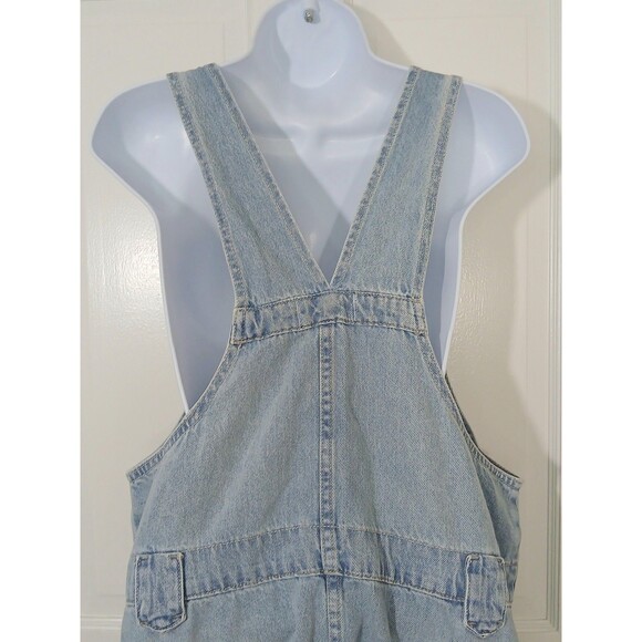 Free People We The Free Denim Pinafore Dress Light Wash Button Front Mini Large - Picture 11 of 16